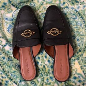 Coach Black leather Mules